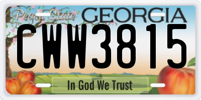 GA license plate CWW3815