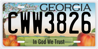 GA license plate CWW3826