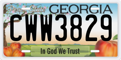 GA license plate CWW3829