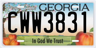 GA license plate CWW3831