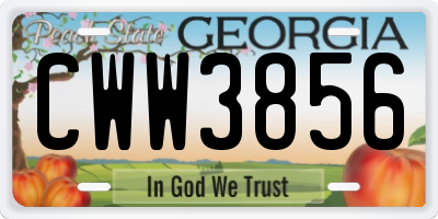 GA license plate CWW3856