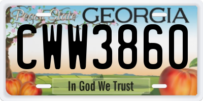GA license plate CWW3860