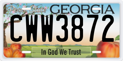GA license plate CWW3872