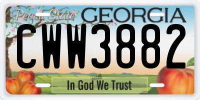 GA license plate CWW3882