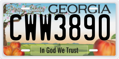 GA license plate CWW3890