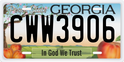 GA license plate CWW3906