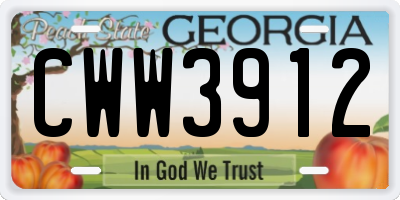GA license plate CWW3912