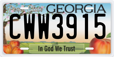 GA license plate CWW3915