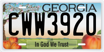 GA license plate CWW3920