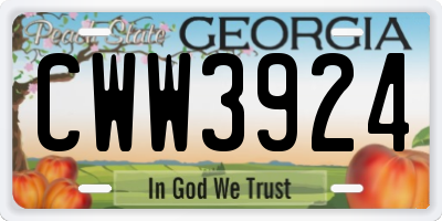 GA license plate CWW3924