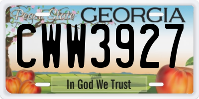 GA license plate CWW3927