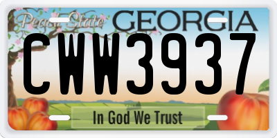 GA license plate CWW3937