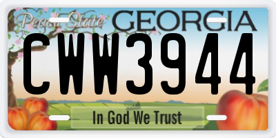 GA license plate CWW3944