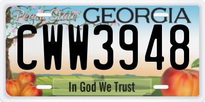 GA license plate CWW3948