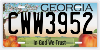 GA license plate CWW3952