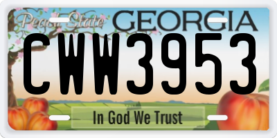 GA license plate CWW3953