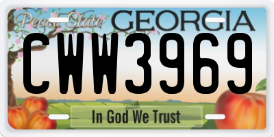 GA license plate CWW3969
