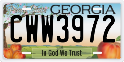 GA license plate CWW3972