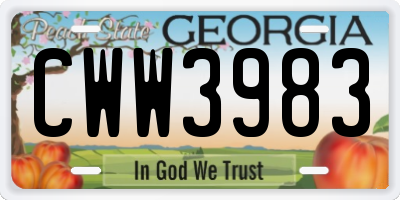 GA license plate CWW3983