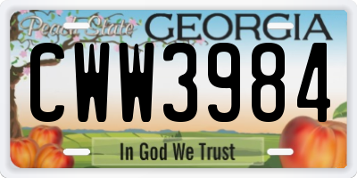 GA license plate CWW3984