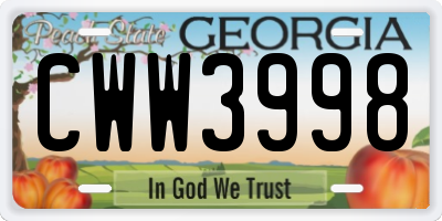 GA license plate CWW3998