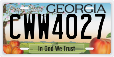 GA license plate CWW4027