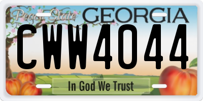 GA license plate CWW4044