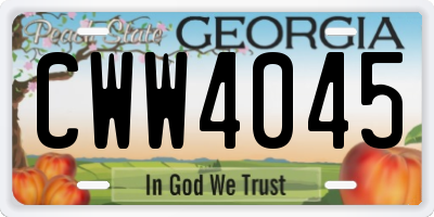 GA license plate CWW4045