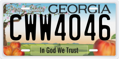 GA license plate CWW4046