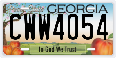 GA license plate CWW4054