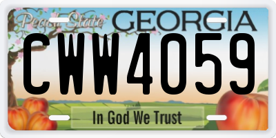 GA license plate CWW4059