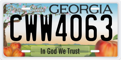 GA license plate CWW4063