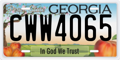 GA license plate CWW4065