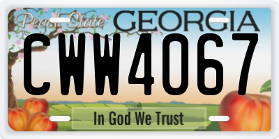 GA license plate CWW4067