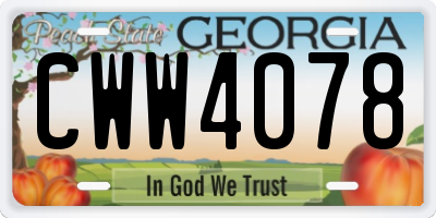 GA license plate CWW4078