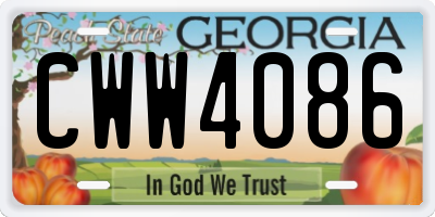 GA license plate CWW4086