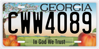 GA license plate CWW4089