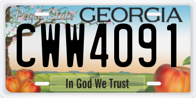 GA license plate CWW4091