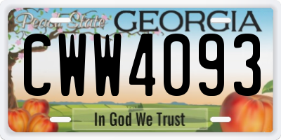 GA license plate CWW4093