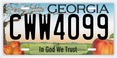 GA license plate CWW4099