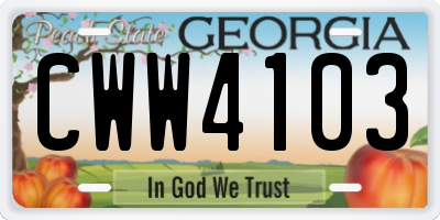 GA license plate CWW4103