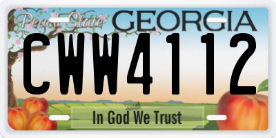 GA license plate CWW4112