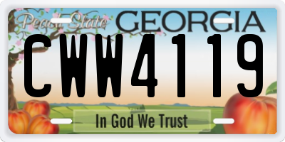 GA license plate CWW4119