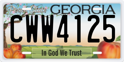 GA license plate CWW4125