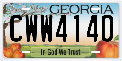 GA license plate CWW4140