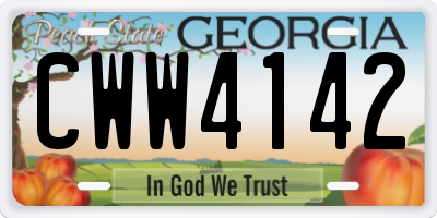 GA license plate CWW4142