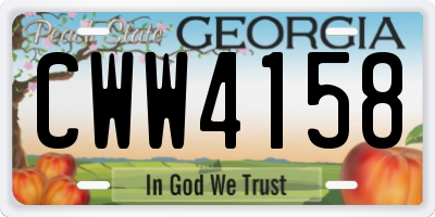 GA license plate CWW4158