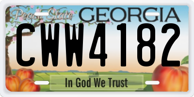 GA license plate CWW4182