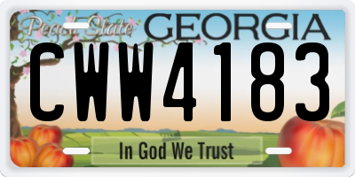 GA license plate CWW4183