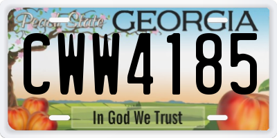 GA license plate CWW4185